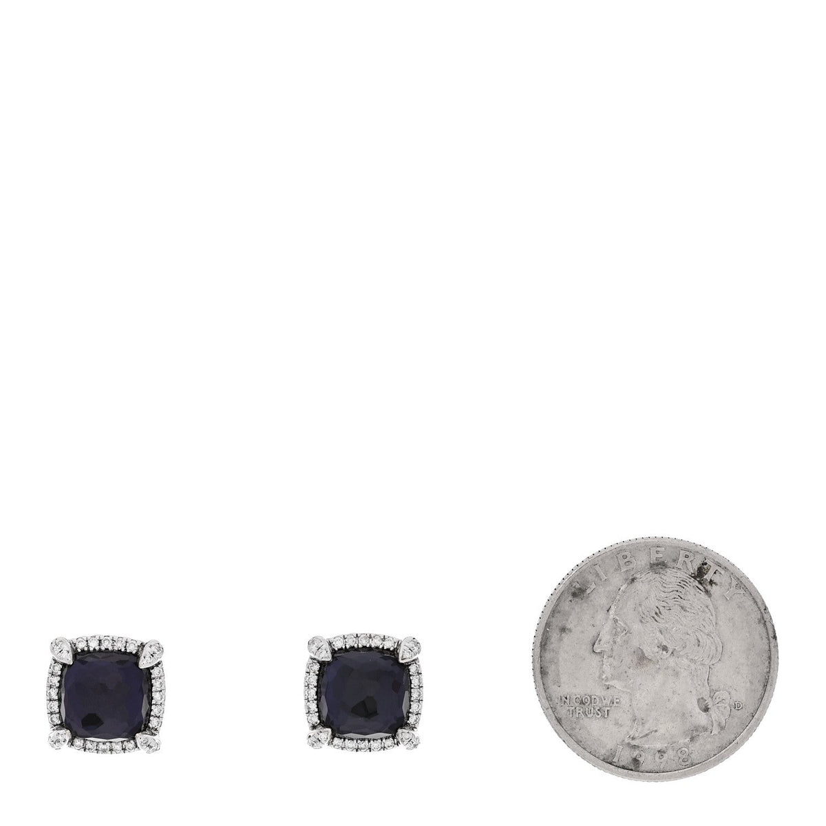 Sterling Silver Diamond Black Orchid 9mm Chatelaine Bezel Earrings