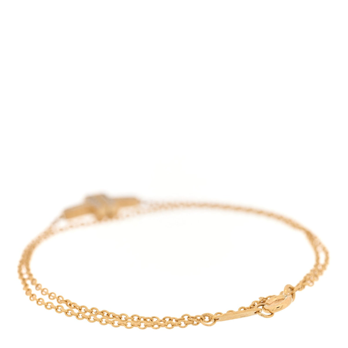 18K Yellow Gold Diamond T Double Chain Bracelet