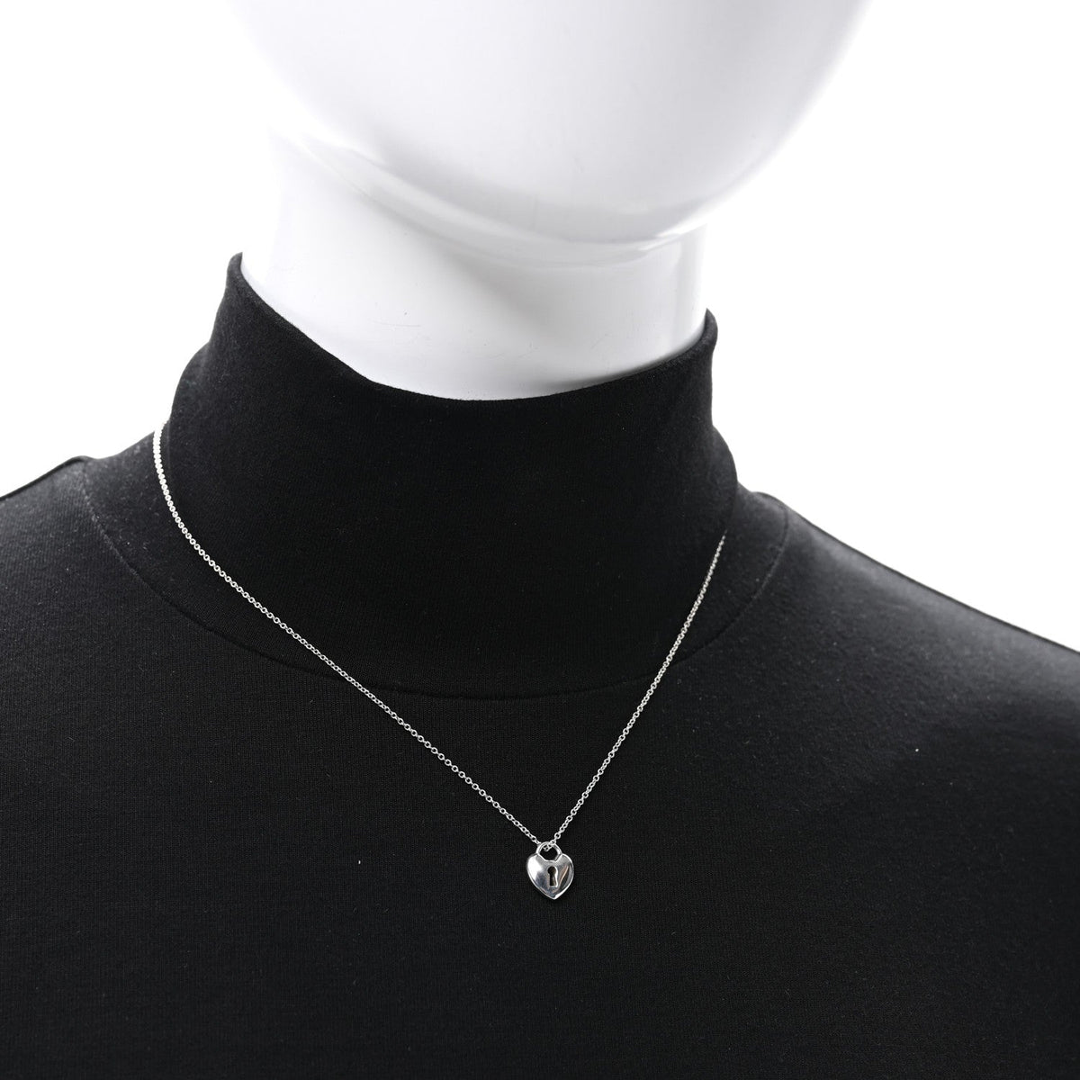 Sterling Silver Heart Lock Pendant Link Necklace