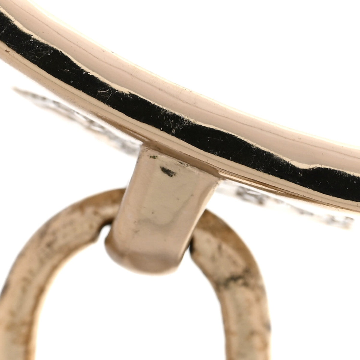 Crystal Pearl Lambskin CC Chain Choker Gold Black Pearly White