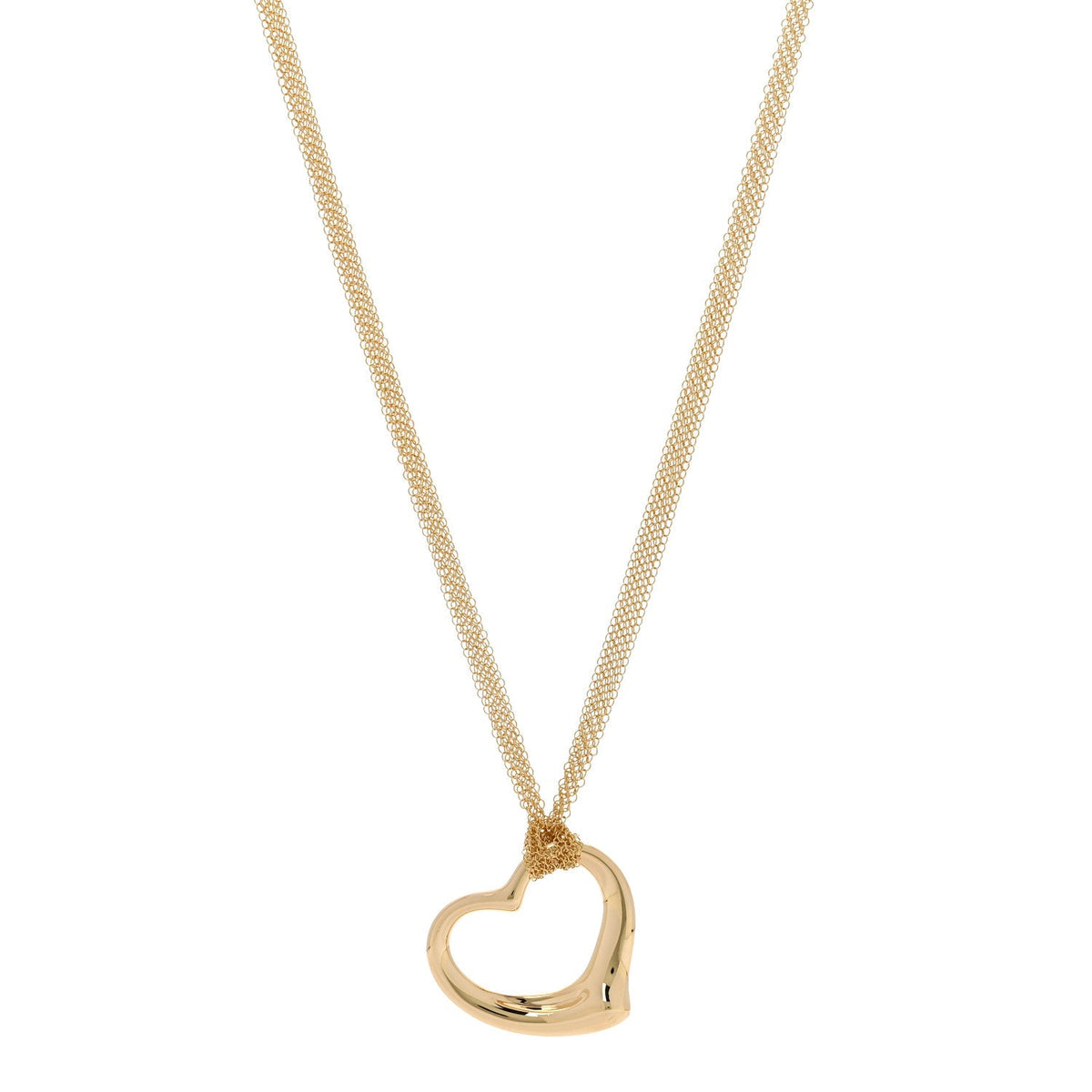 18K Yellow Gold 36mm Elsa Peretti Open Heart Mesh Necklace