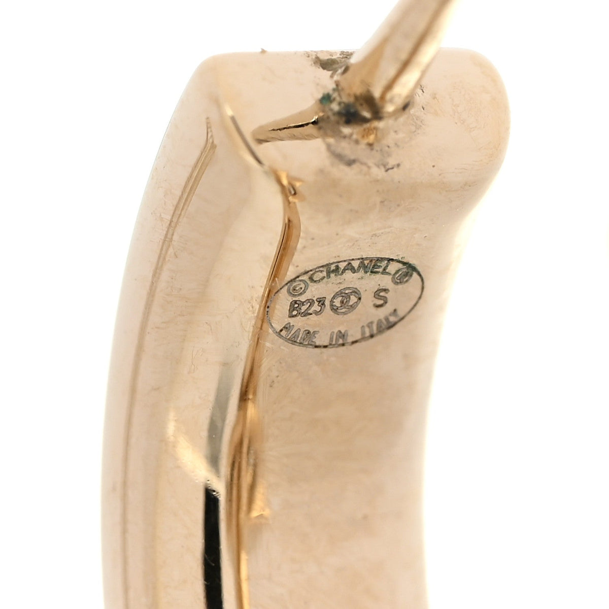 Pearl Crystal Baguette No 5 Lock Drop Earrings Gold Pearly White