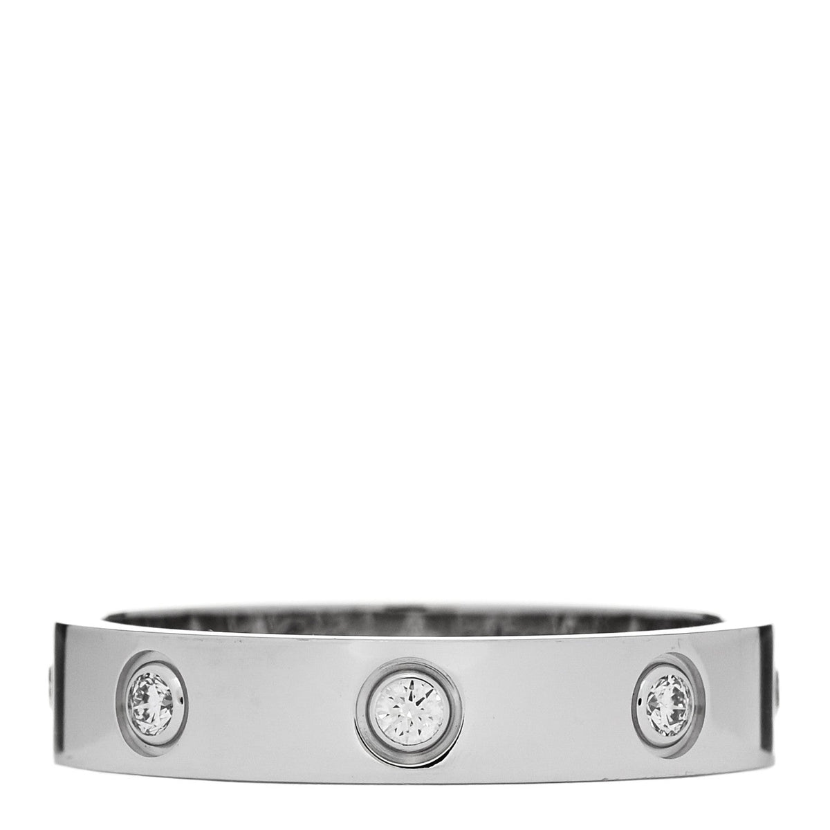 18K White Gold 8 Diamond 4mm LOVE Wedding Band Ring 54 6.75