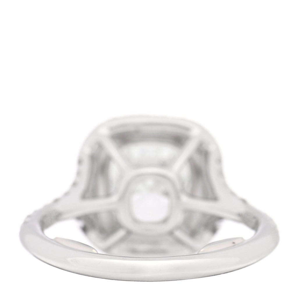 Platinum Diamond 1.54ct Soleste Cushion Cut Double Halo Engagement Ring 43 2.5