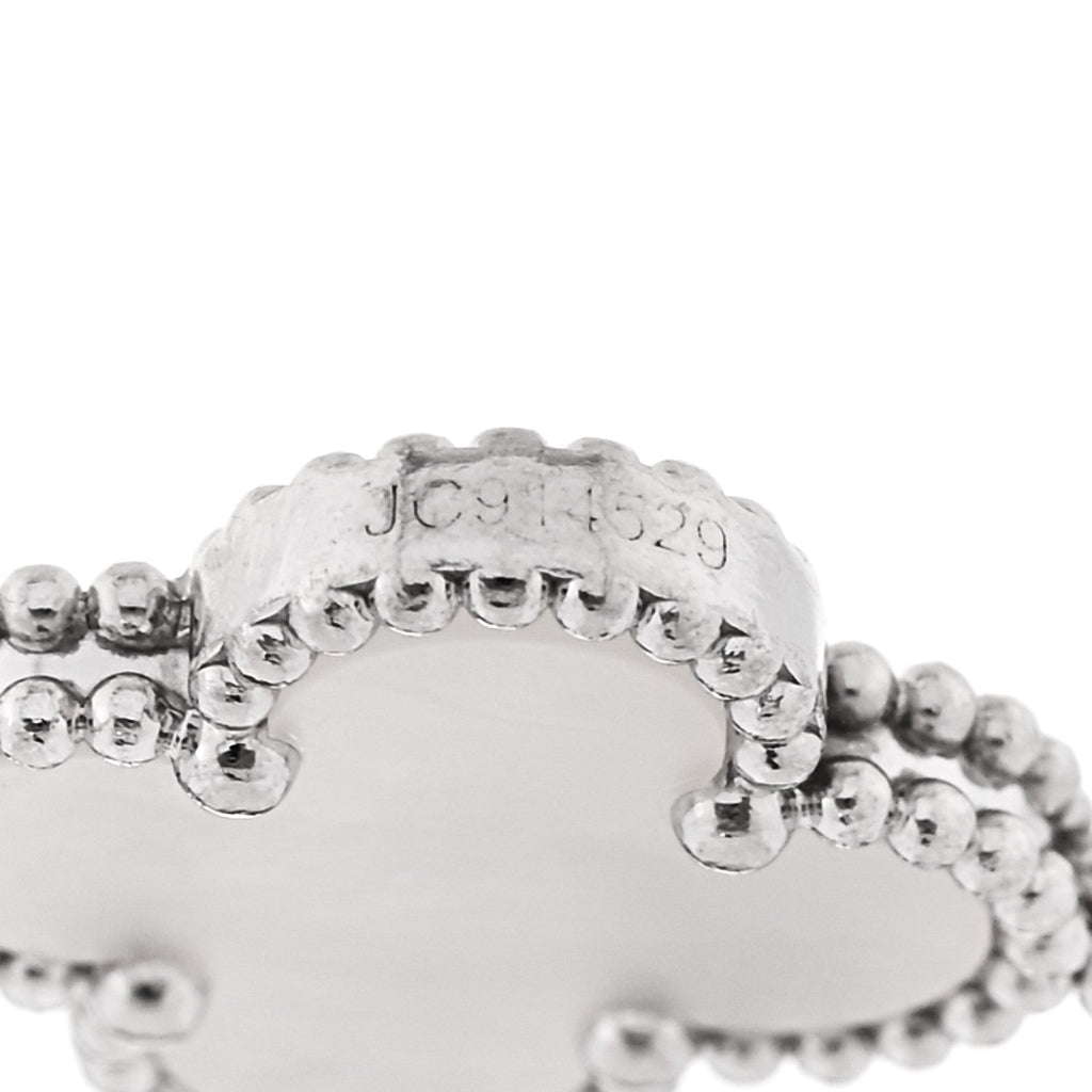 18K White Gold Mother of Pearl 5 Motifs Vintage Alhambra Bracelet