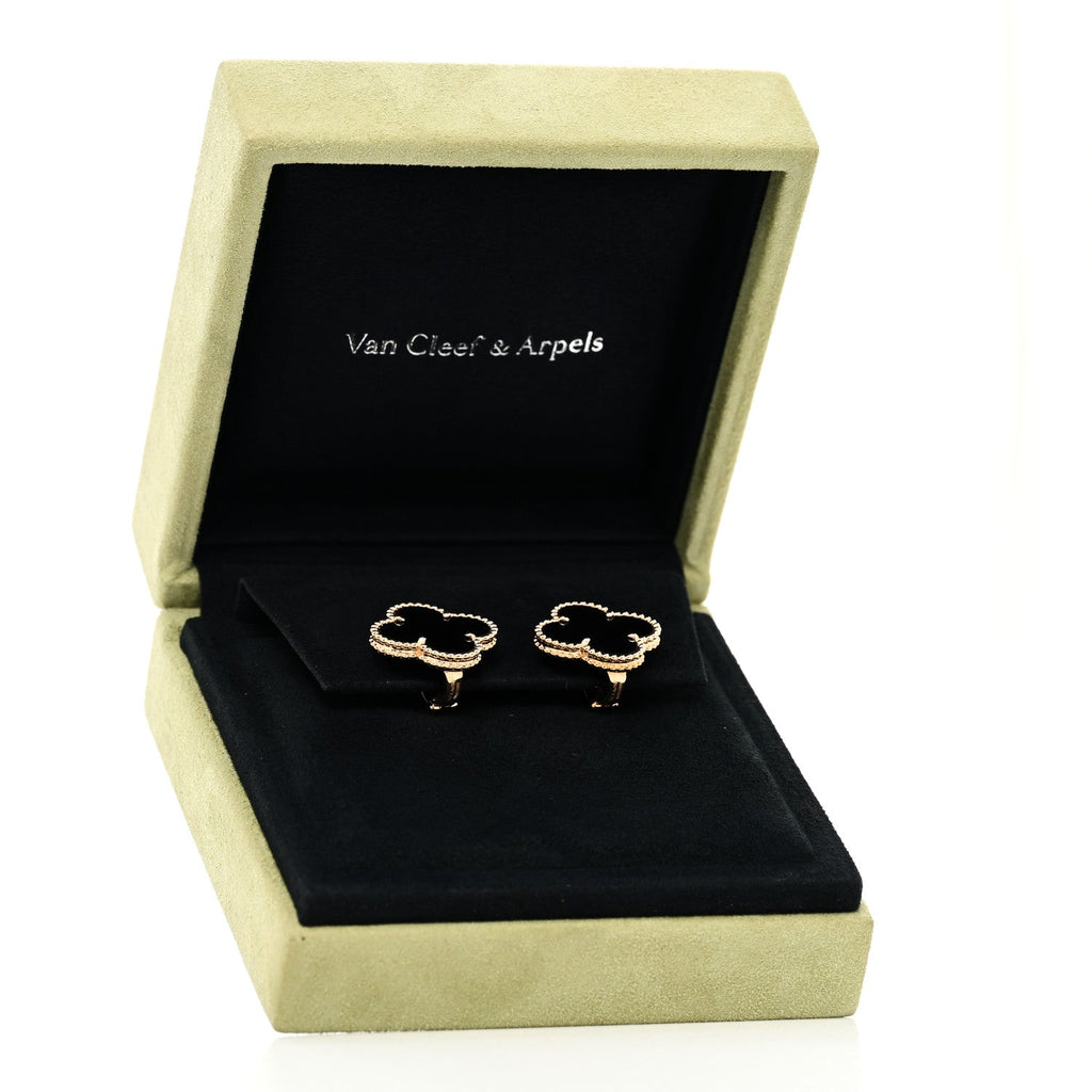 18k Yellow Gold Black Onyx Magic Alhambra Earrings
