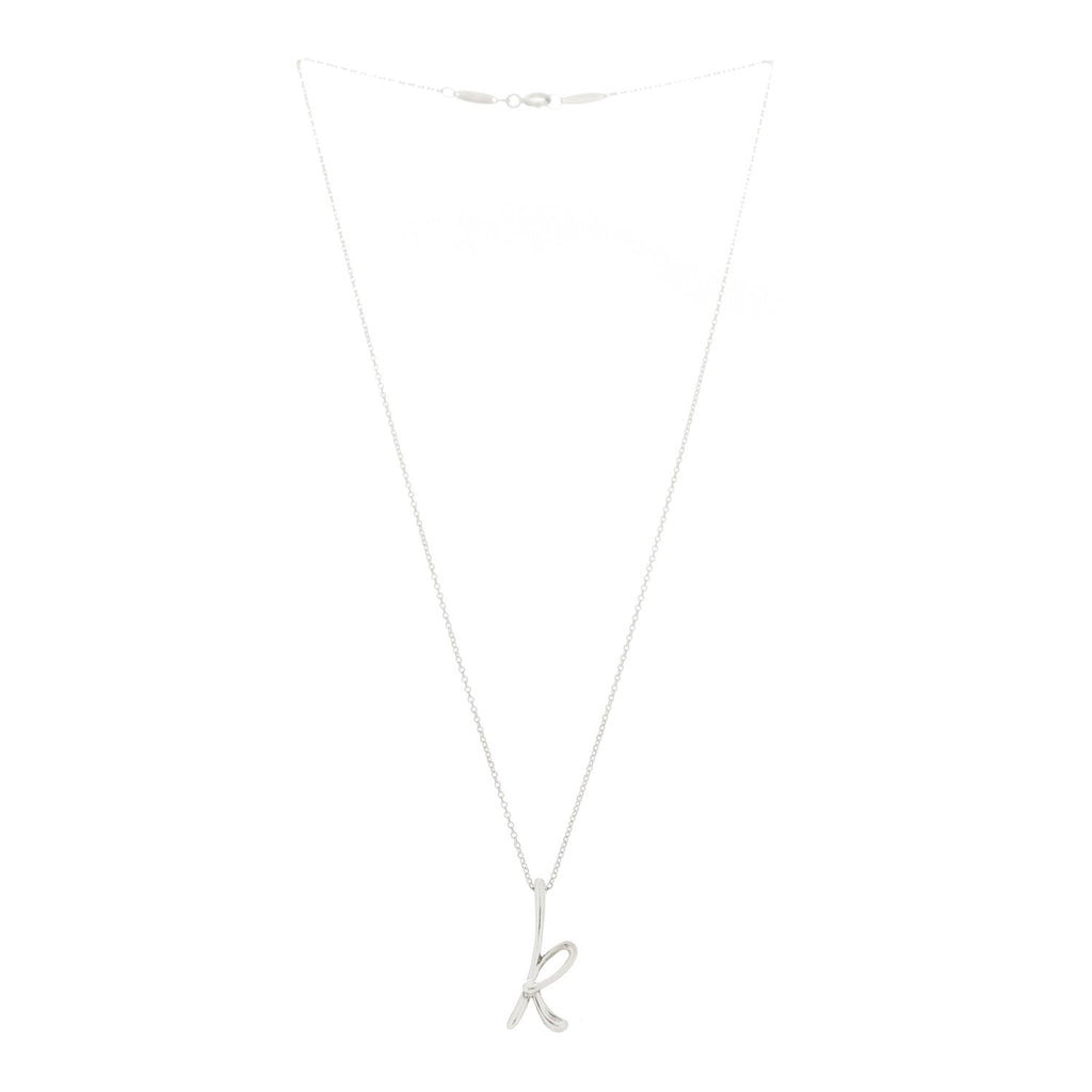 Sterling Silver Elsa Peretti Letter K Pendant Necklace
