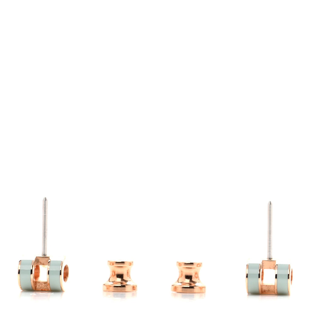 Rose Gold Lacquered Mini Pop H Earrings  Bleu Zephyr