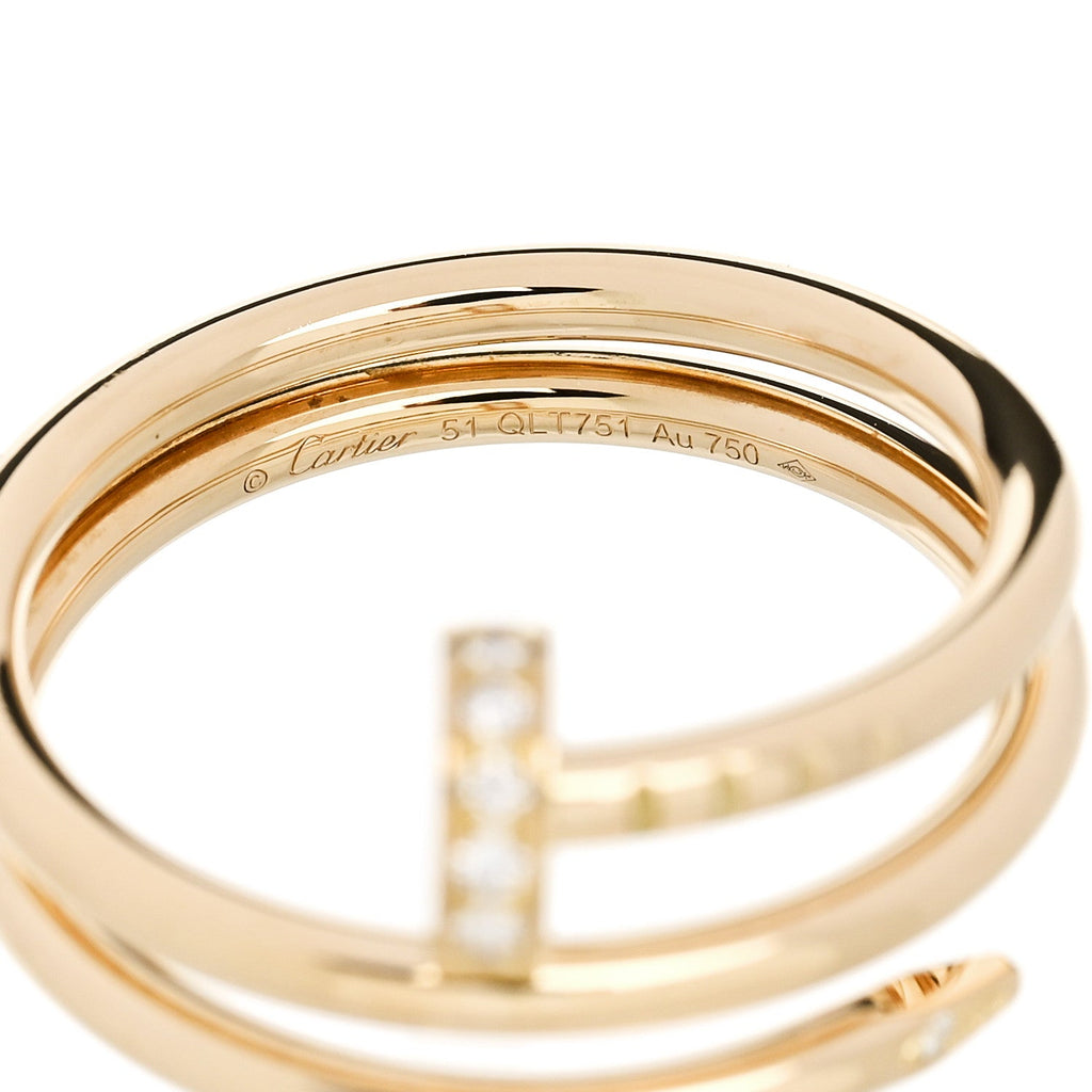 18K Yellow Gold Diamond Double Juste Un Clou Ring 51 5.75