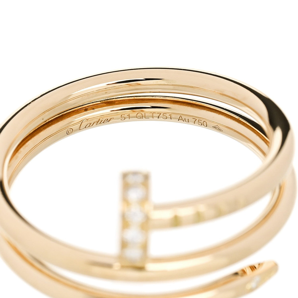 18K Yellow Gold Diamond Double Juste Un Clou Ring 51 5.75