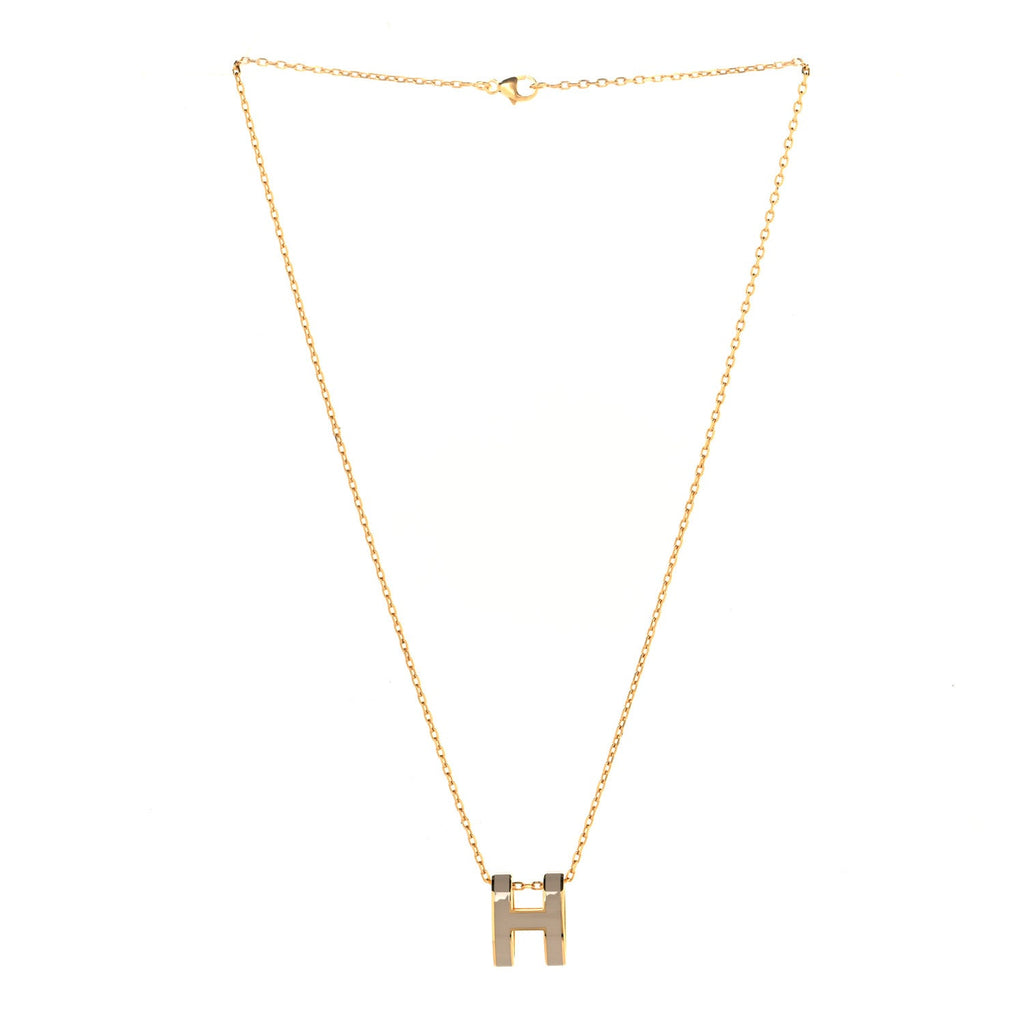 Lacquered Gold Pop H Pendant Necklace Marron Glace