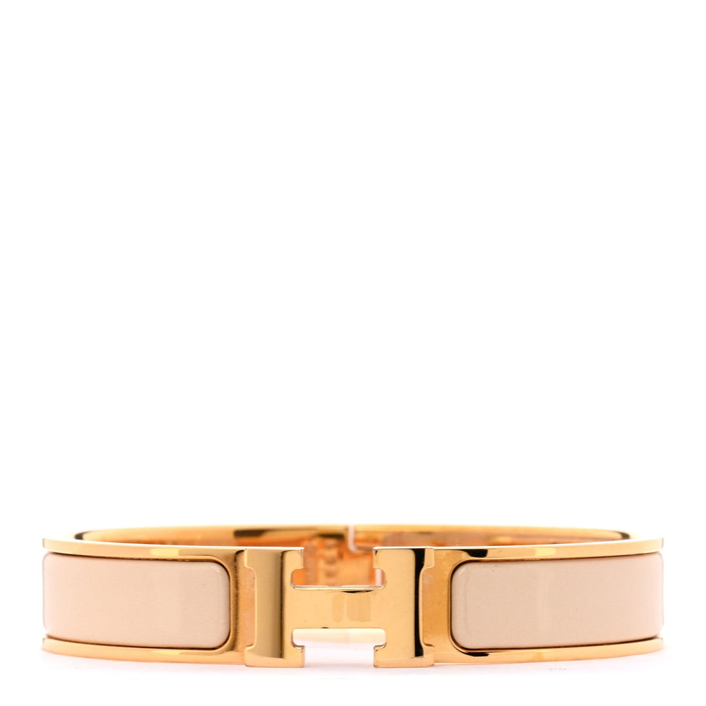 Enamel Narrow Clic Clac H Bracelet GM Creme