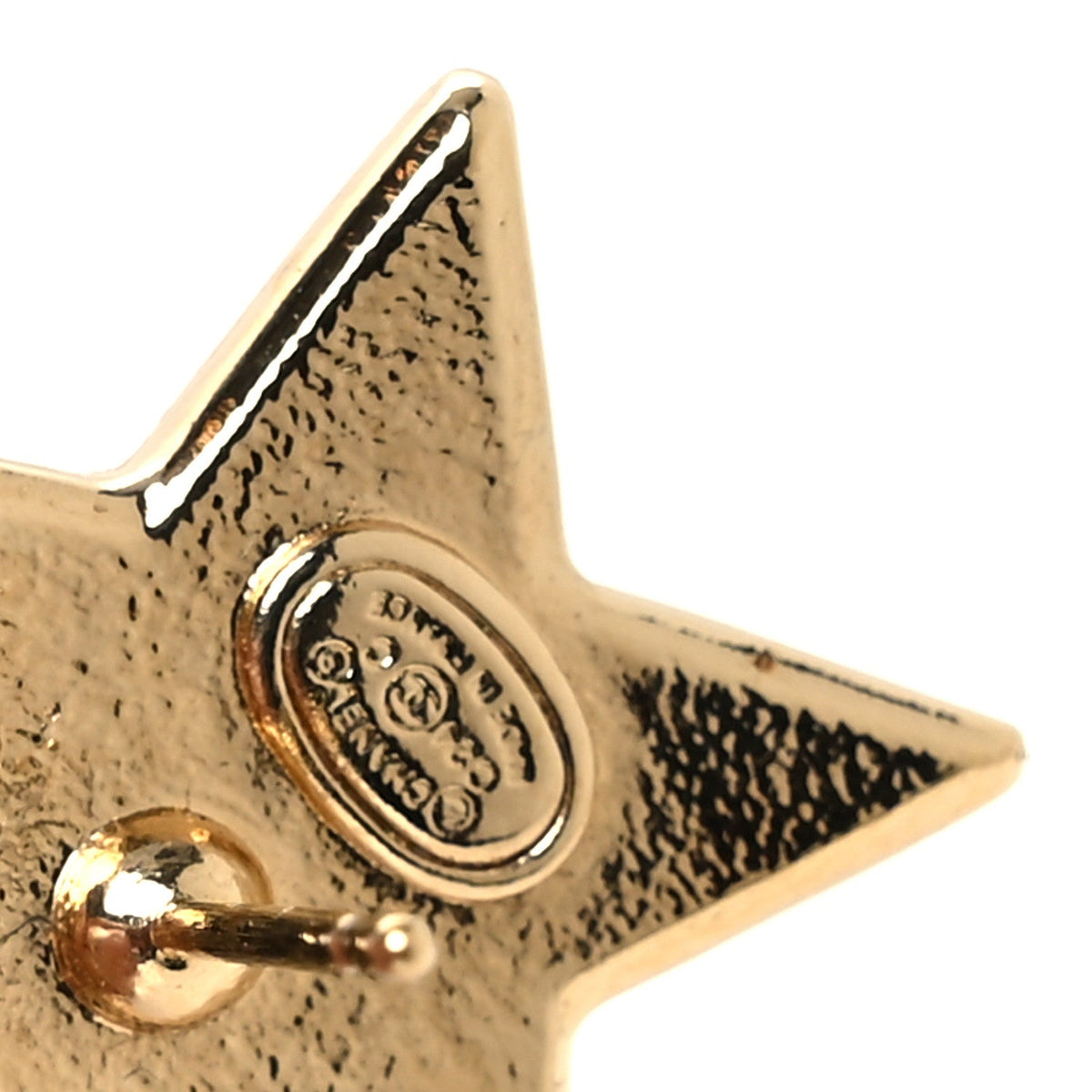 Metal Glitter Sparkle CC Star Earrings Gold Pearly Black