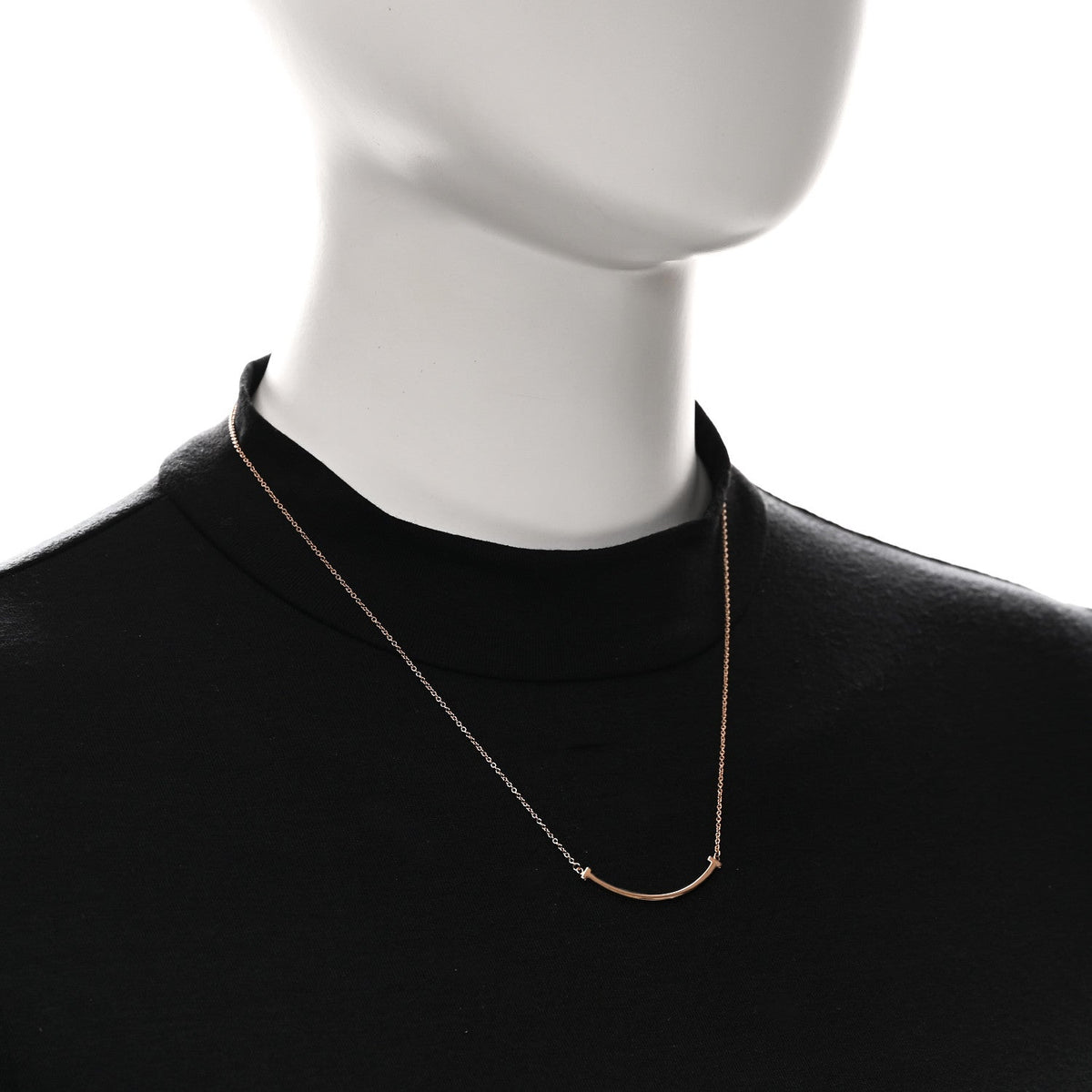 18K Rose Gold Small T Smile Pendant Necklace