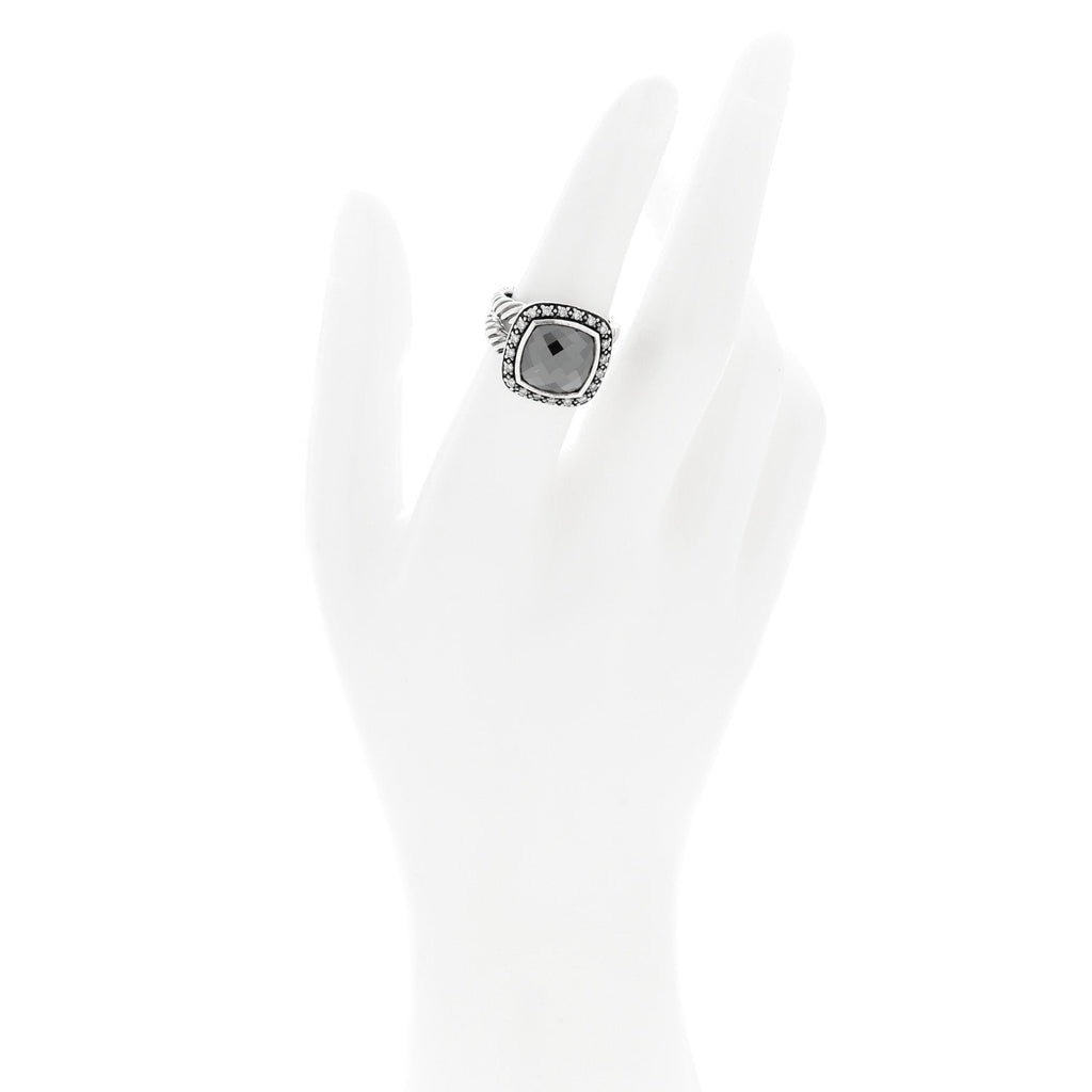 Sterling Silver Diamond Hematite 11mm Albion Ring 51 5.75