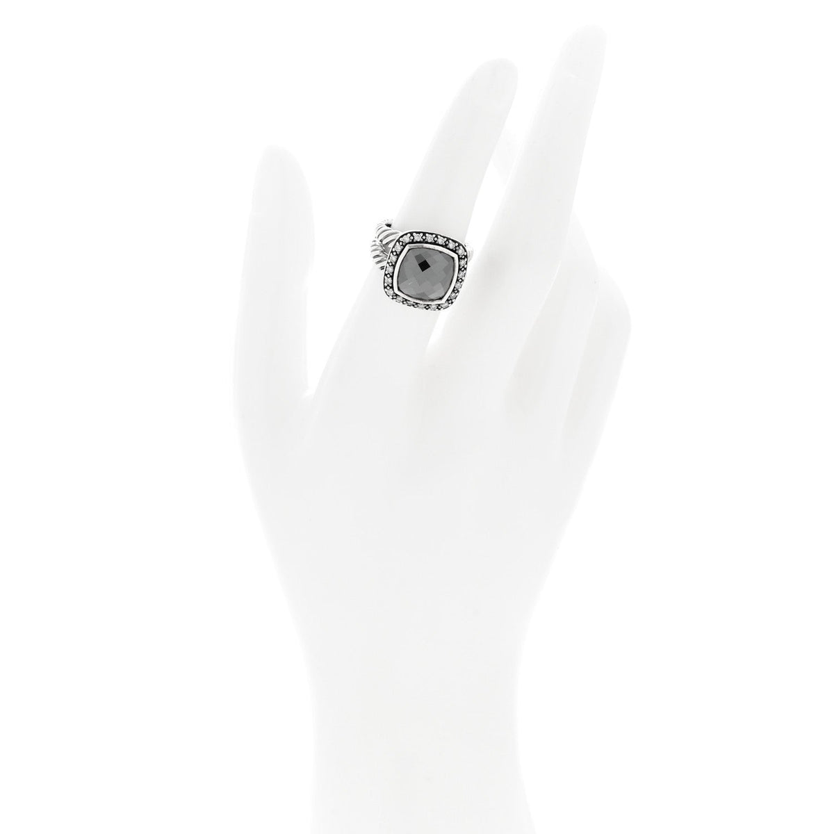Sterling Silver Diamond Hematite 11mm Albion Ring 51 5.75