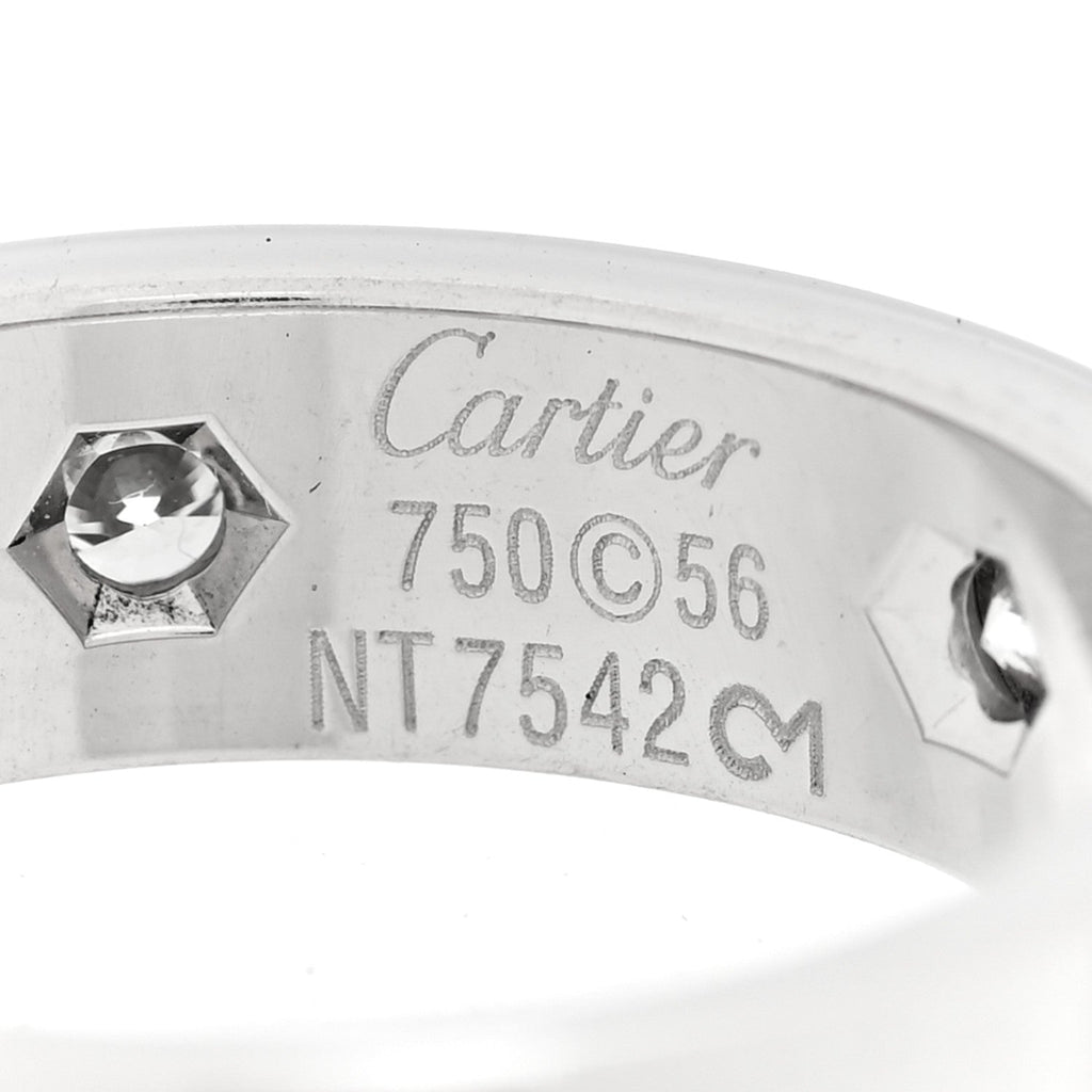 18K White Gold Gold 6 Diamond 5.5mm LOVE Ring 56 7.5