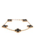 18K Yellow Gold Black Onyx 5 Motifs Vintage Alhambra Bracelet