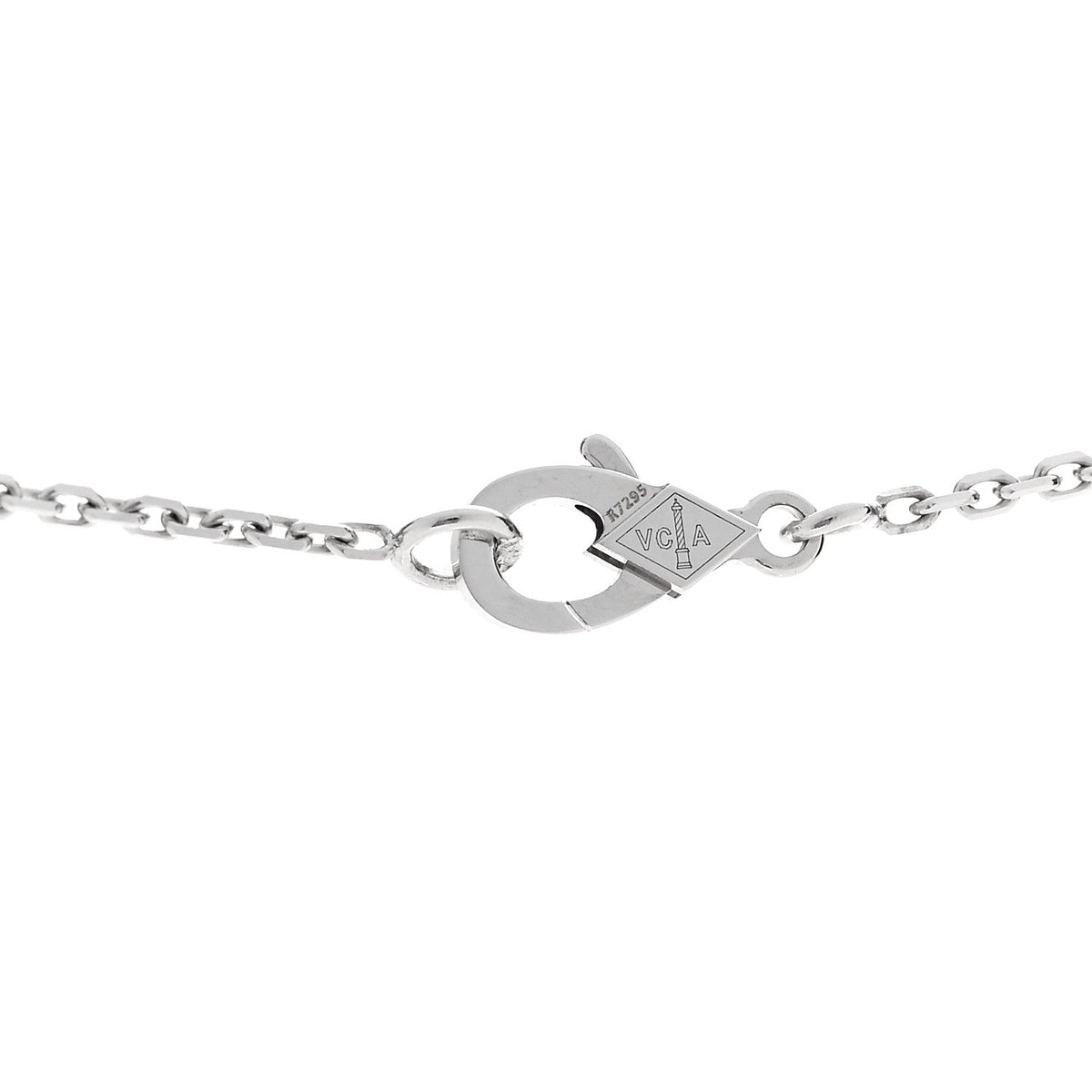18K White Gold Mother Of Pearl Vintage Alhambra Pendant Necklace