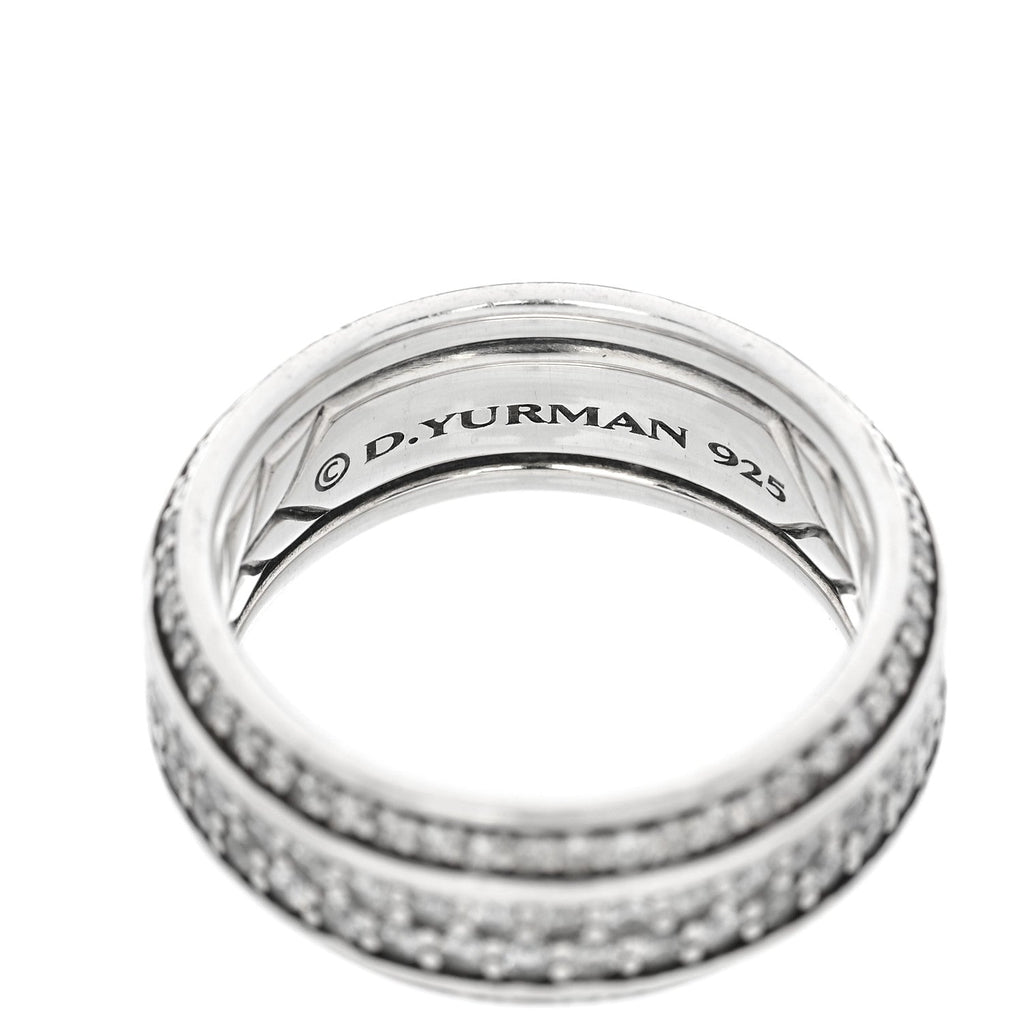 Sterling Silver Diamond 8.5mm Streamline Beveled Band Ring 56 7.75