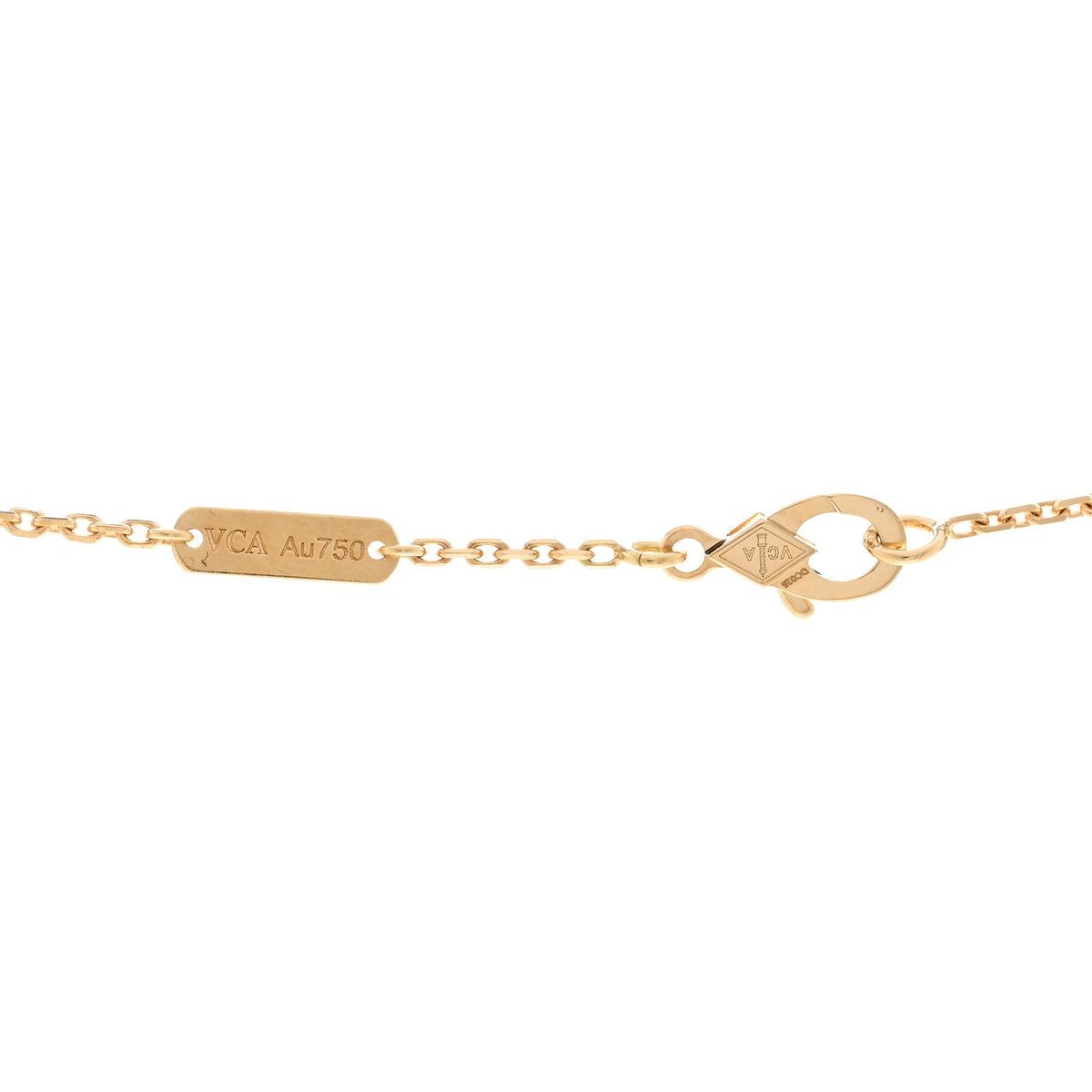 18K Yellow Gold Blue Agate Vintage Alhambra Pendant Necklace