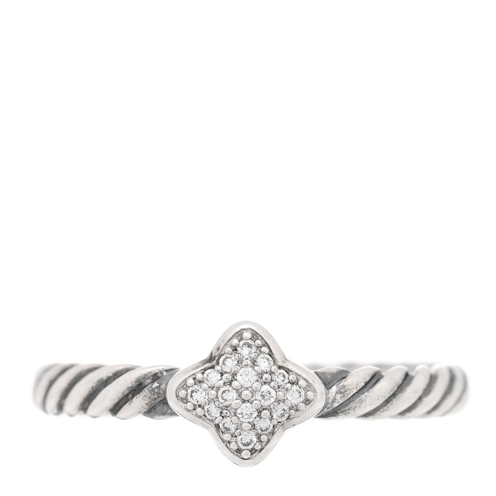 Sterling Silver Diamond Quatrefoil Ring 50 5.25