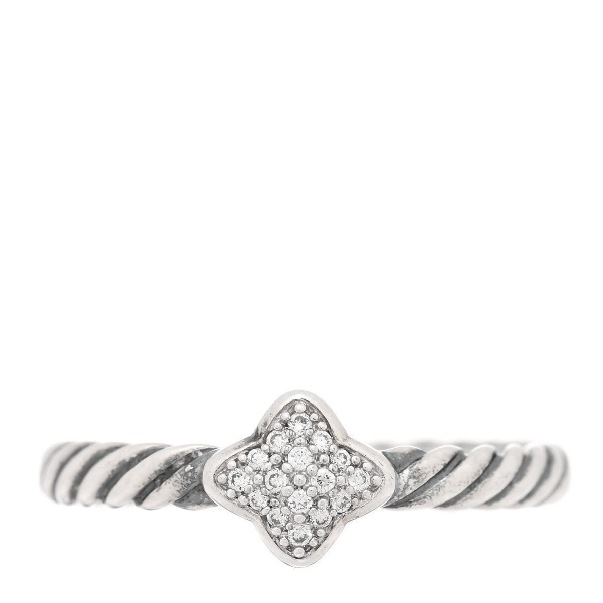 Sterling Silver Diamond Quatrefoil Ring 50 5.25