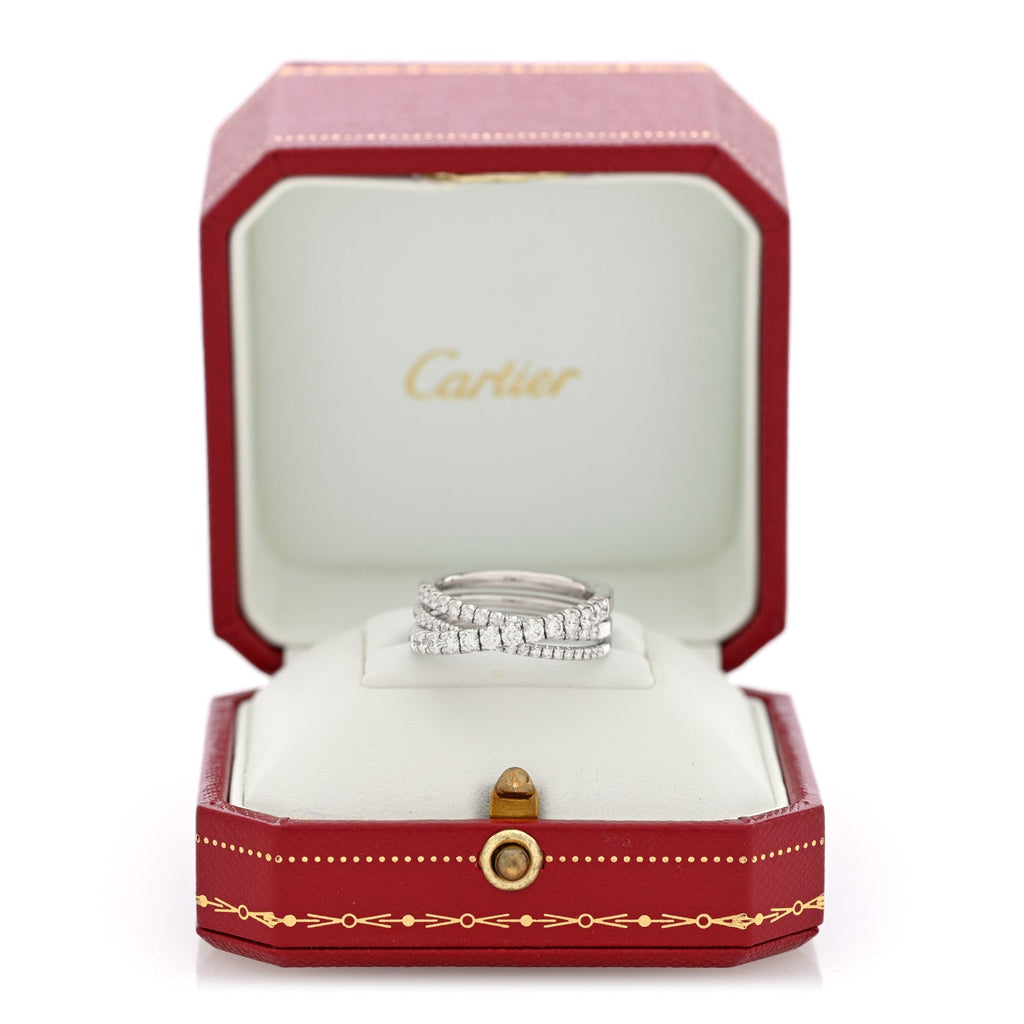 18K White Gold Diamond Etincelle de Cartier Semi Paved Ring 52 6