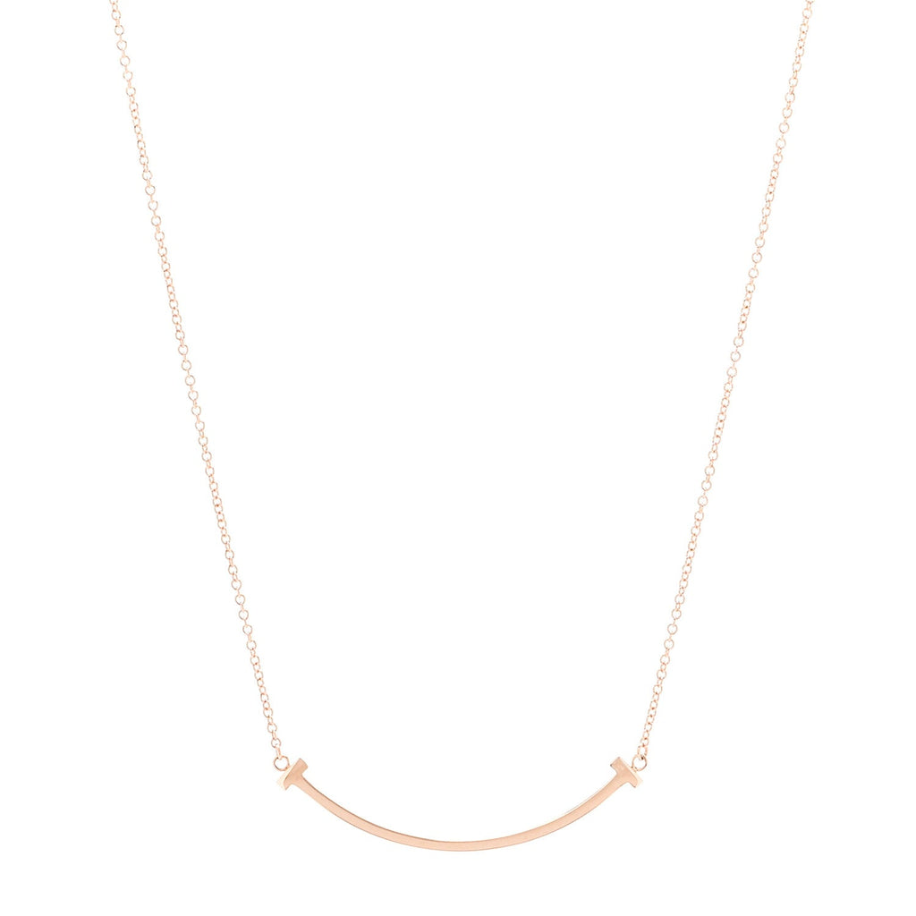 18K Rose Gold Small T Smile Pendant Necklace