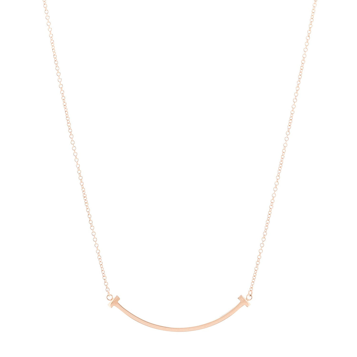 18K Rose Gold Small T Smile Pendant Necklace