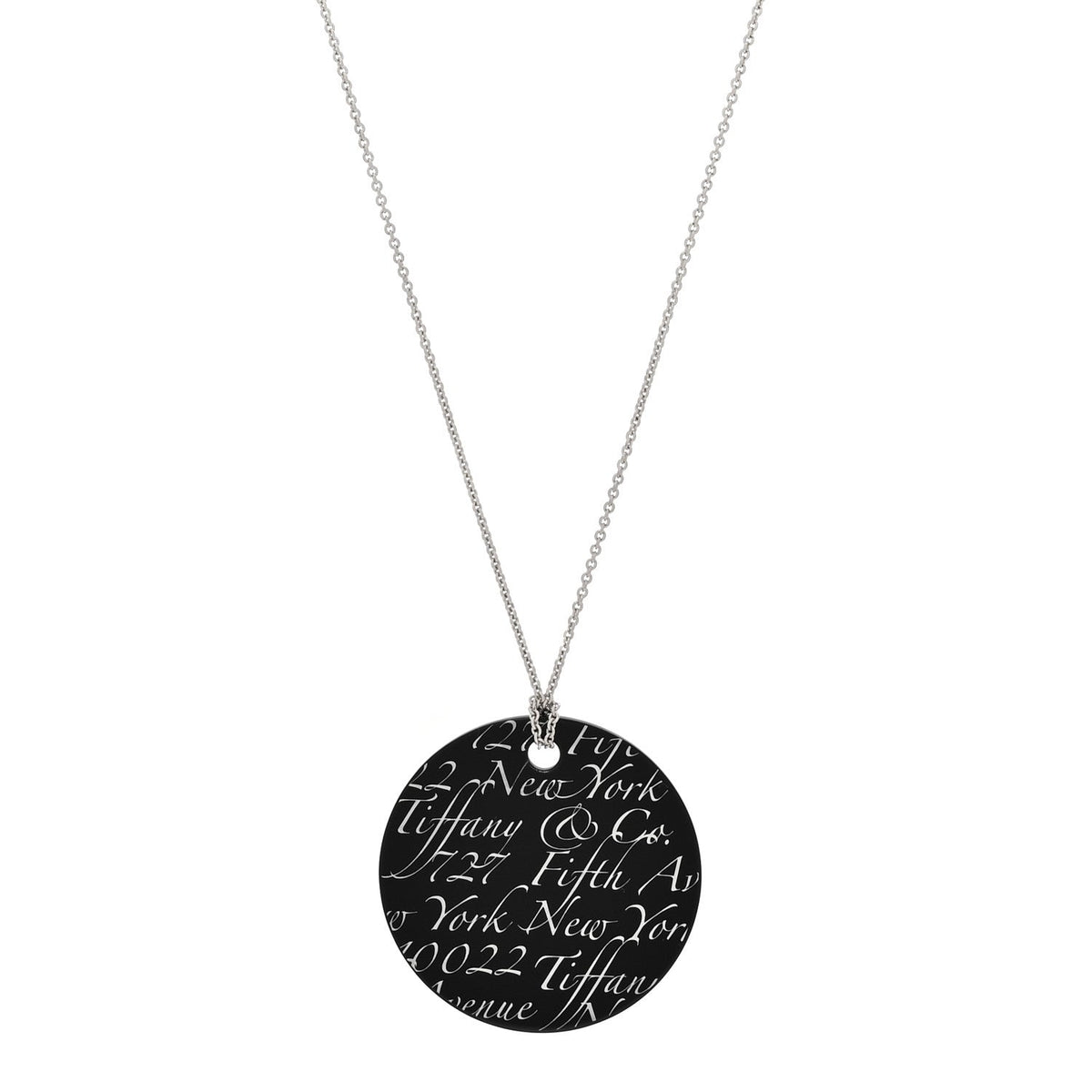Sterling Silver Black Bone China Notes Round Pendant Necklace