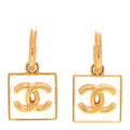 Metal Resin CC Square Drop Earrings Gold Transparent