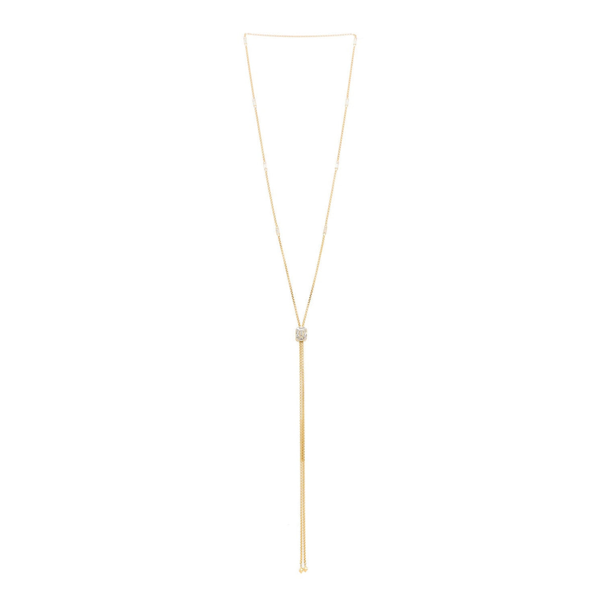 18K Yellow Gold Diamond Stax Lariat Necklace