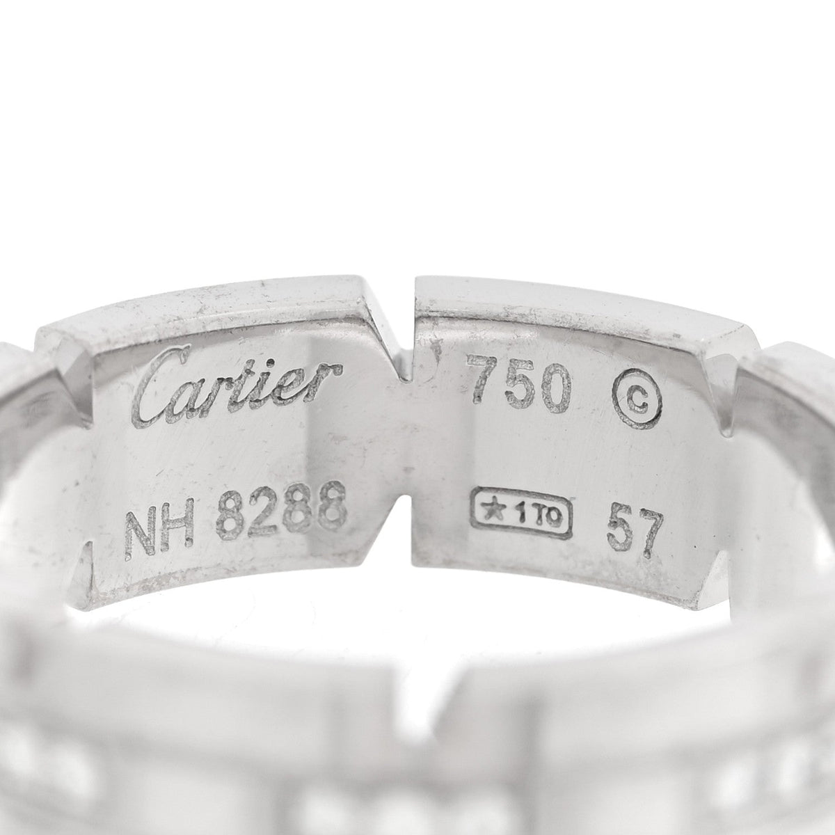 18K White Gold Diamond Tank Francaise Band Ring 57 8