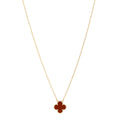 18K Yellow Gold Carnelian Vintage Alhambra Pendant Necklace
