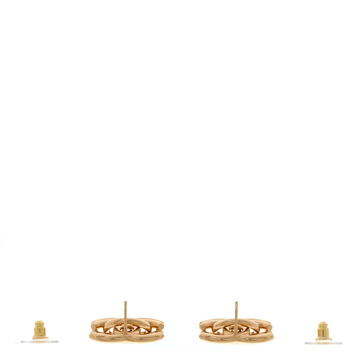 Metal CC Drop Earrings Gold