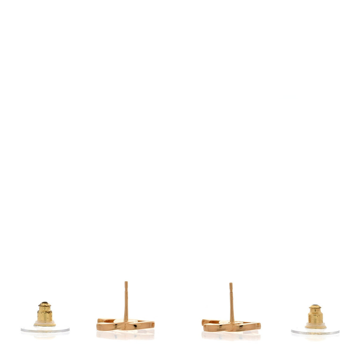 Metal CC Paris Button Stud Earrings Gold