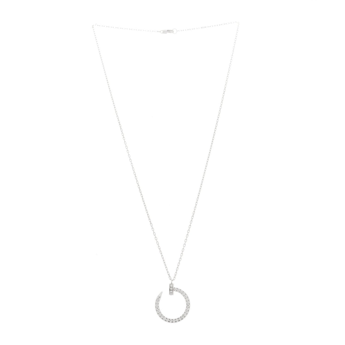 18K White Gold Diamond Juste Un Clou Paved Pendant Necklace