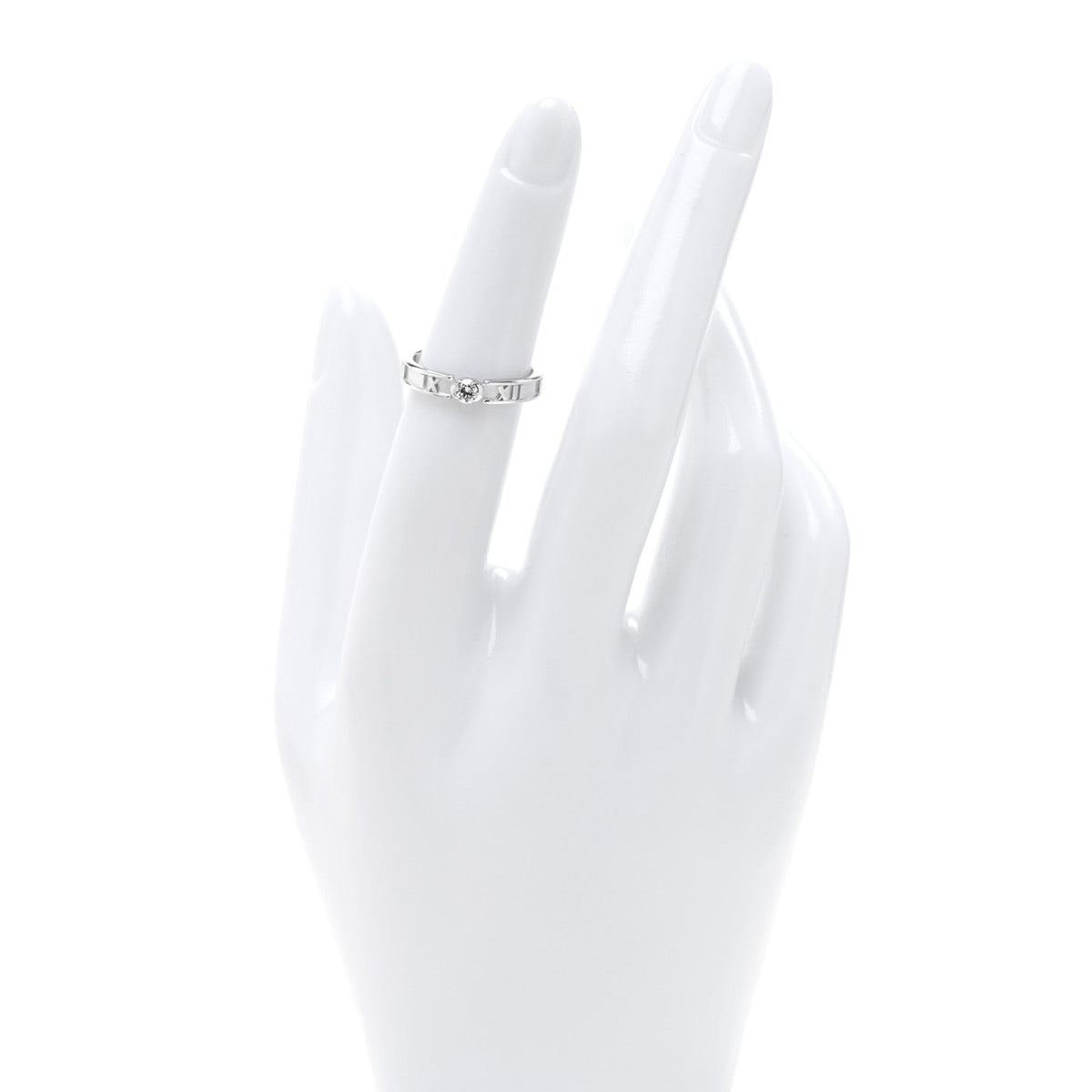 18K White Gold Diamond Atlas Solitaire Band Ring 49 5