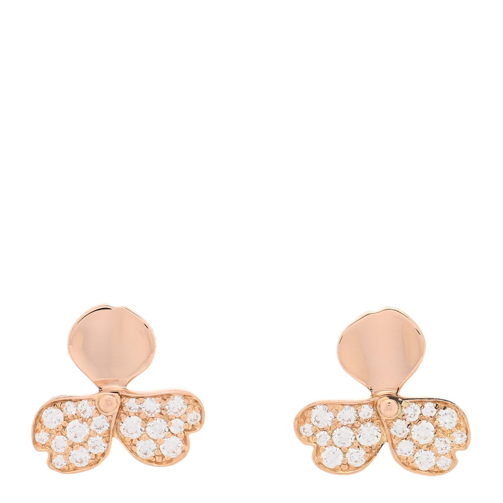 18K Rose Gold Diamond Paper Flowers Earrings