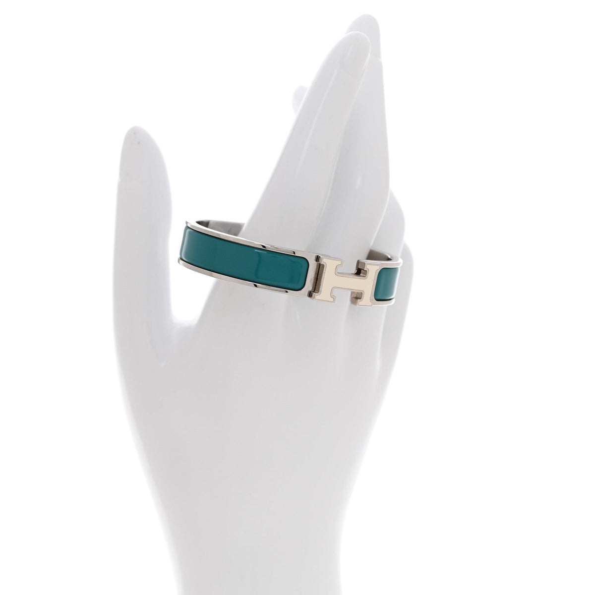 Enamel Narrow Clic Clac H Bracelet PM Vert Bleuete White
