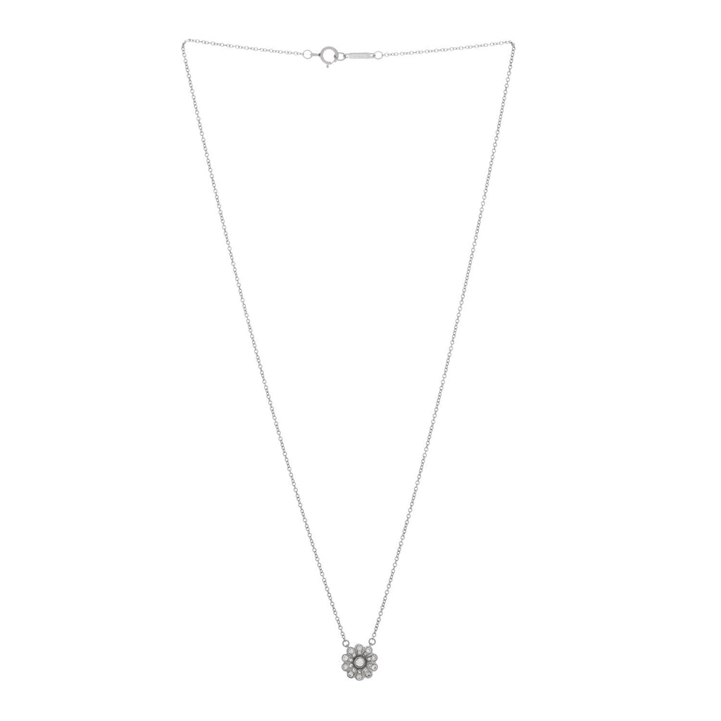 Platinum Diamond Flower Pendant Necklace