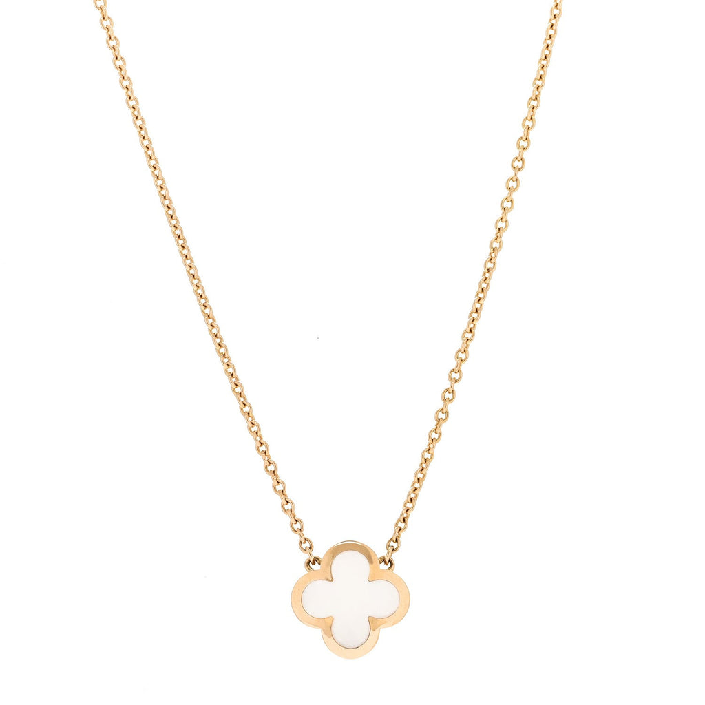 18K Yellow Gold Mother of Pearl Pure Alhambra Pendant Necklace