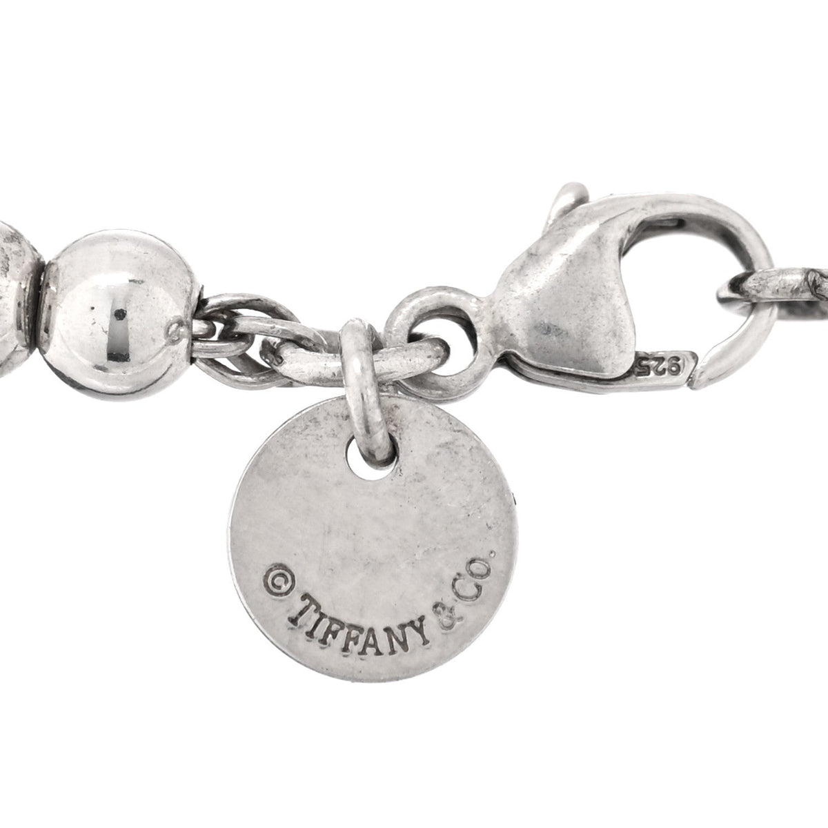 Sterling Silver Enamel 4mm Return To Tiffany Heart Tag Bead Bracelet Blue