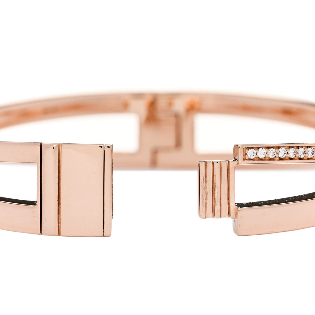 18K Rose Gold Diamond Atlas X Narrow Hinged Bangle Bracelet