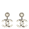 Pearl Crystal CC Drop Earrings Silver