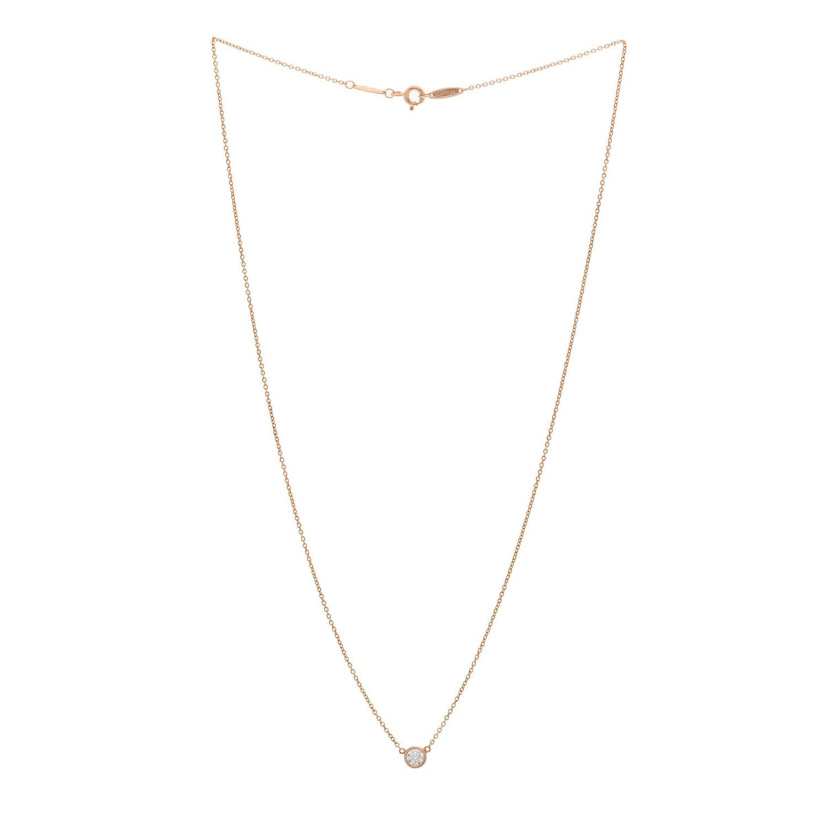 18K Rose Gold Diamond .25ct Elsa Peretti Diamonds by the Yard Pendant Necklace