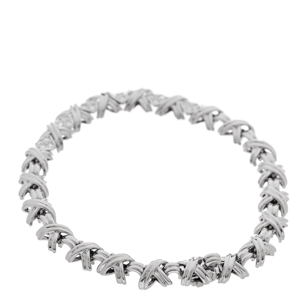 18K White Gold Diamond Signature X Bracelet
