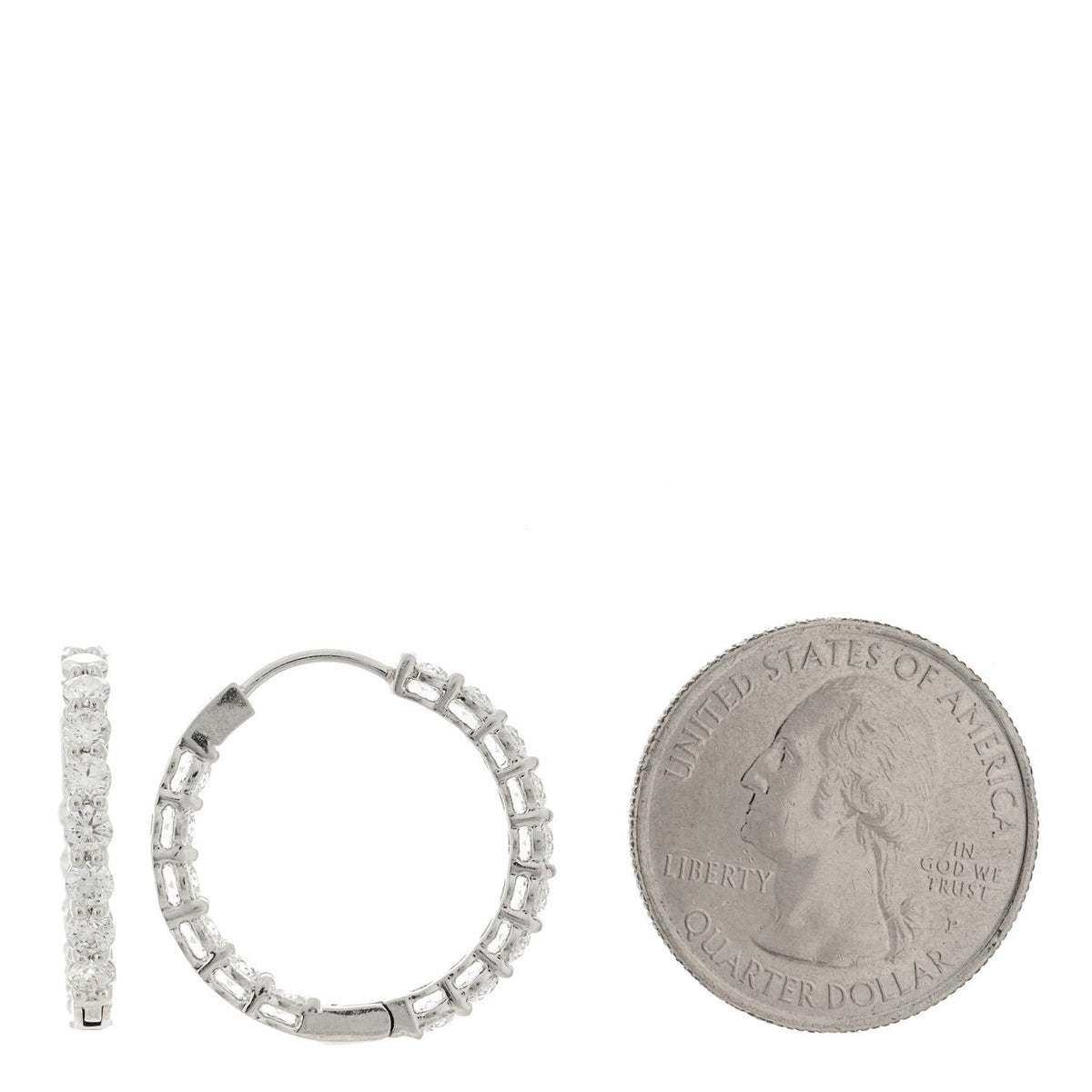 Platinum Diamond 2.39ctw Inside-Out Hoop Earrings