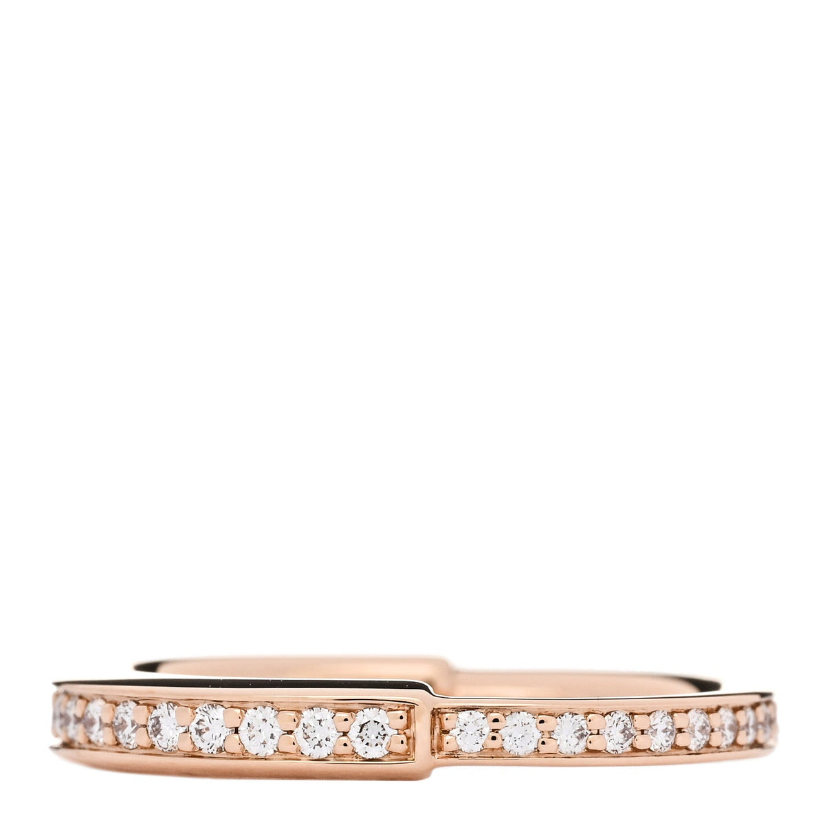 18K Rose Gold Diamond Lock Pave Ring 50 5.5